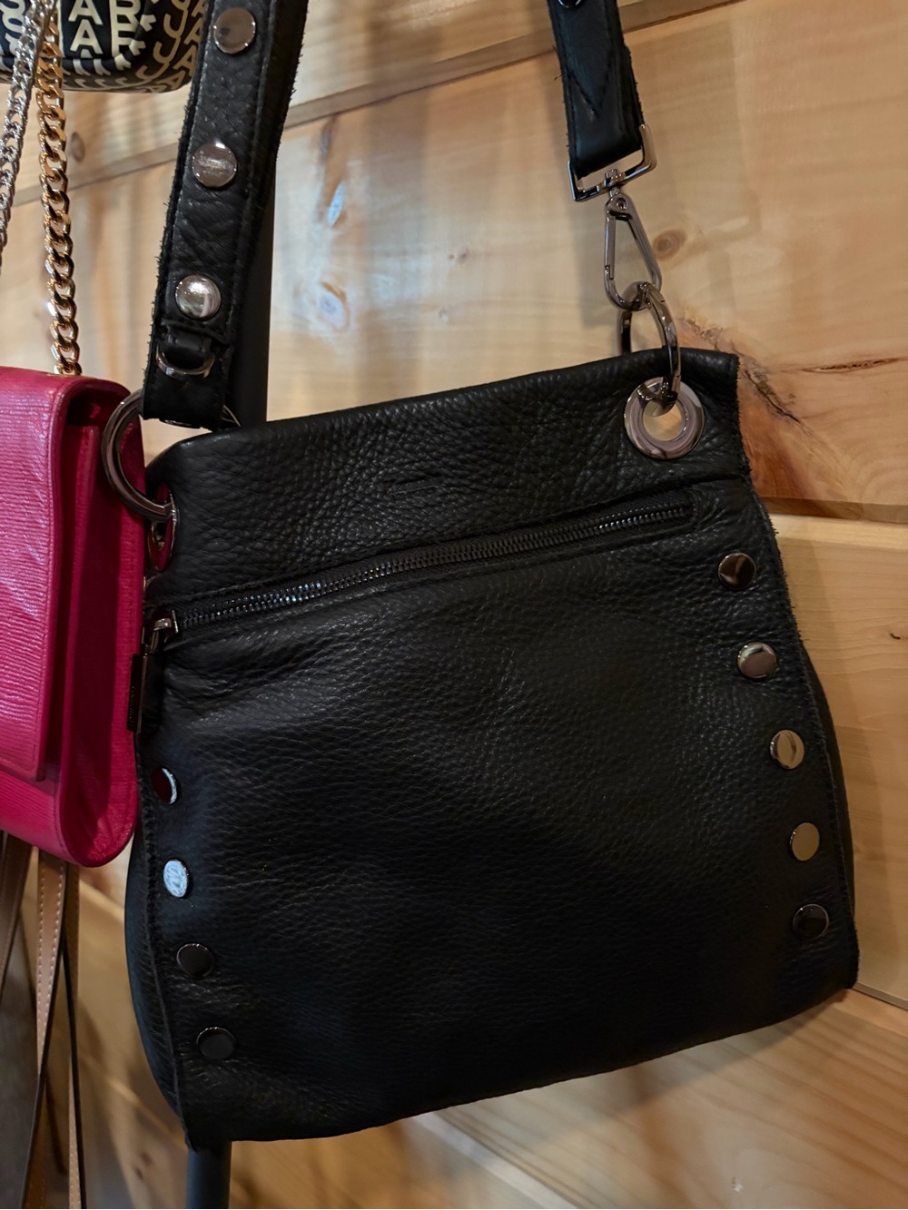 Hammitt Black Leather Crossbody with Stud Accents
